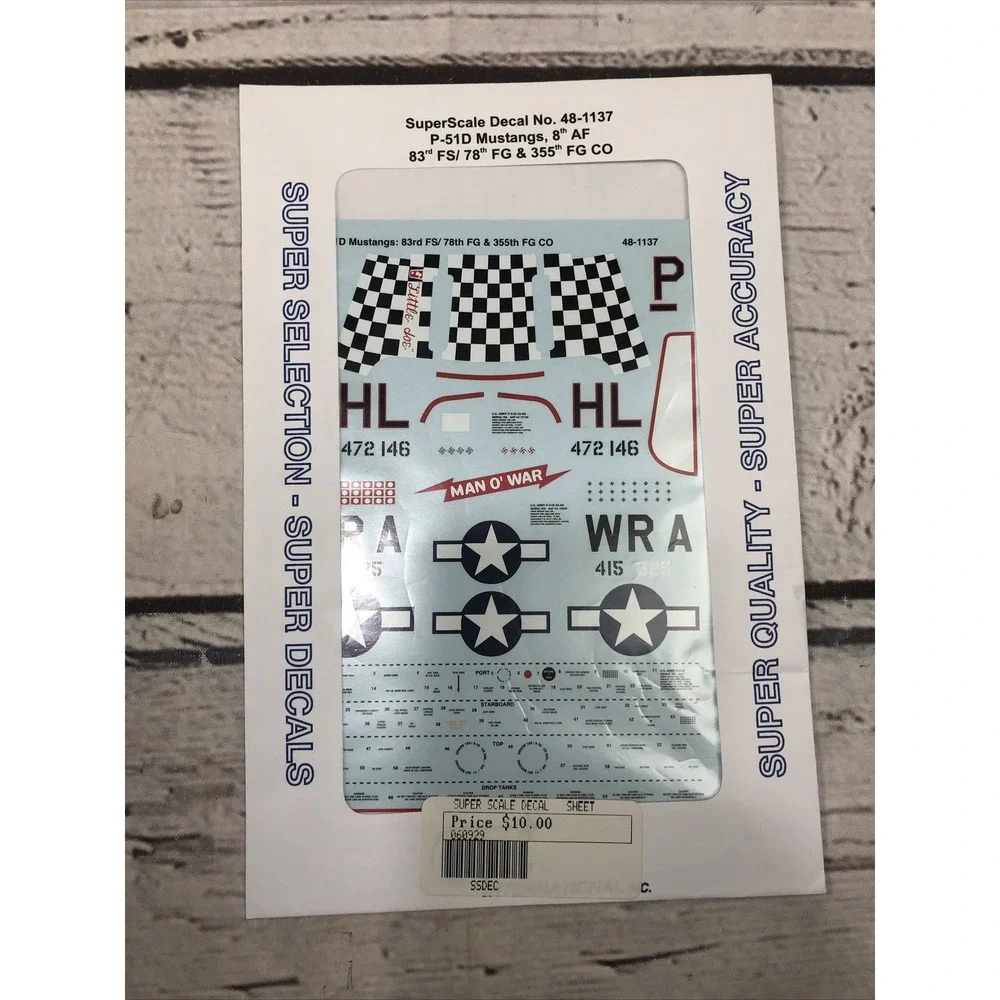 Superscale Decal 48-1137 P-51D Mustang 8th Air Force Man O'War and sheet new